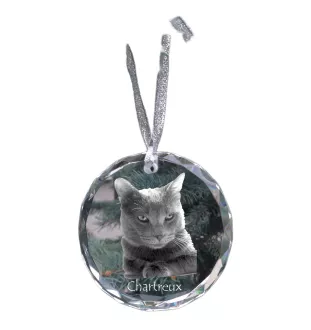 Chartreux - crystal bauble with a photo, photo of a cat in crystal, personalized Christmas tree ornament by Art-Dog brand