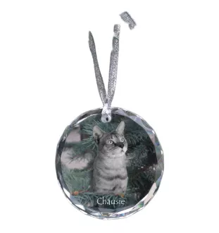 Chausie - boule de Noël en cristal avec une photo, photo d'un chat dans le cristal, décoration personnalisée pour sapin de Noël de la marque Art-Dog