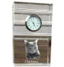 Chartreux - une horloge en verre avec une photo, une photo de chat dans un cristal, une horloge de bureau personnalisée de la marque Art-Dog