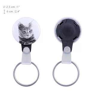 Chartreux - handmade keychain with a cat portrait, purse charm, product of the Art-Dog brand.