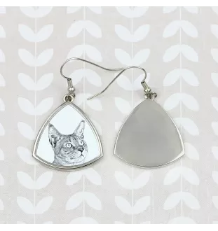 Chausie - cat earrings, hanging earrings with a picture, personalized jewelry with Art-Dog brand print.