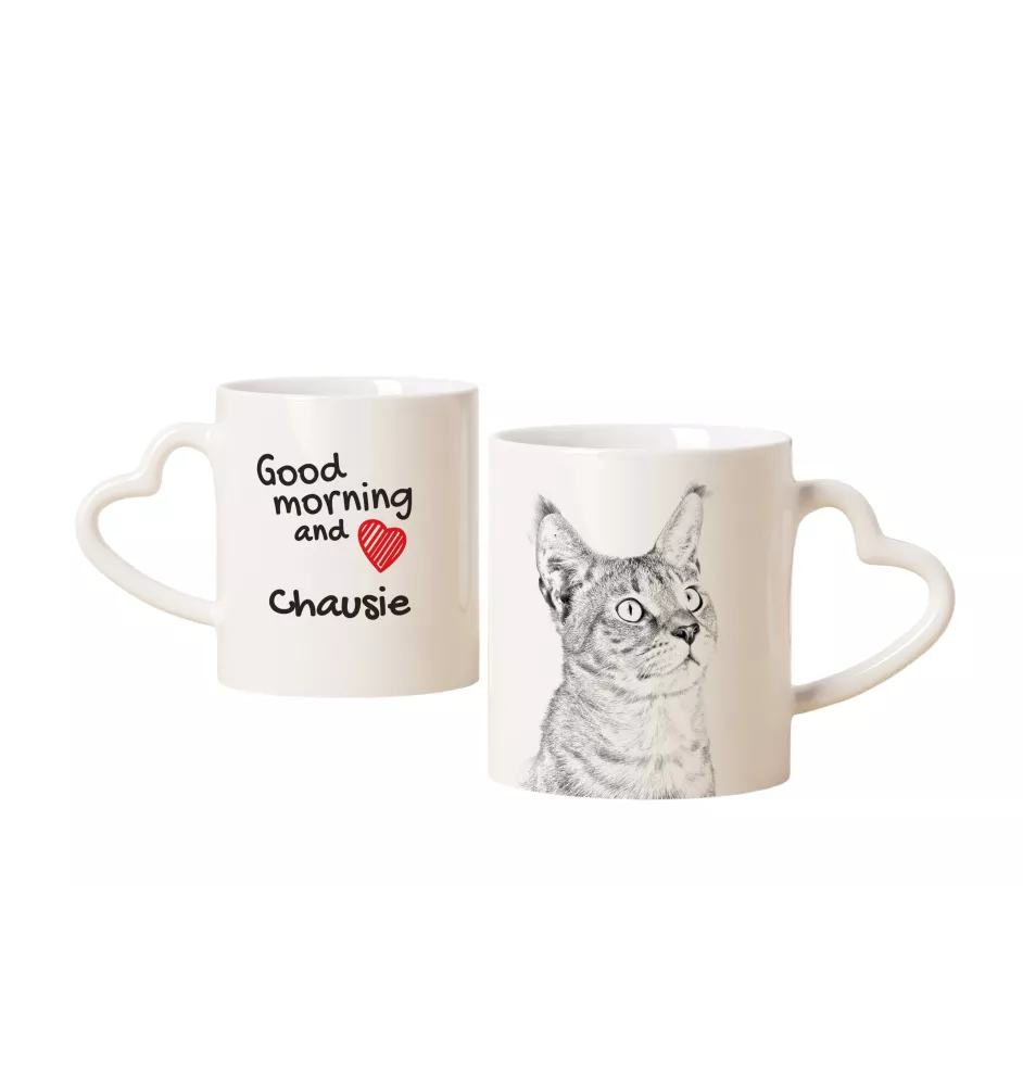 Chausie - tasse avec un chat, une tasse adorable avec une anse en forme de cœur, un cadeau universel de la marque Art-Dog