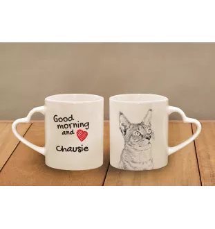 Chausie Tasse mit Katze, entzückende Tasse mit herzförmigem Henkel, universelles Geschenk der Marke Art-Dog