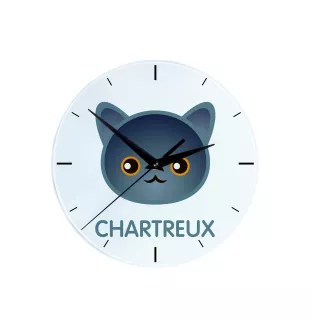 Chartreux - MDF-Uhr mit Grafik und Logo der Marke Art-Dog