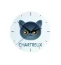 Chartreux - horloge MDF avec graphisme et logo de la marque Art-Dog