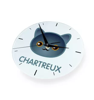 Chartreux - horloge MDF avec graphisme et logo de la marque Art-Dog