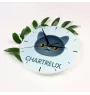 Chartreux - MDF-Uhr mit Grafik und Logo der Marke Art-Dog