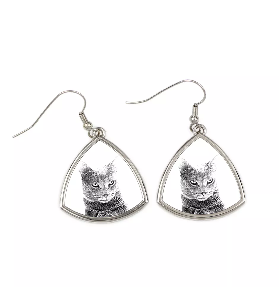 Chartreux - boucles d'oreilles avec un chat, boucles d'oreilles pendantes avec une image, bijoux personnalisés avec l'impression de la marque Art-Dog