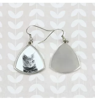 Chartreux - cat earrings, hanging earrings with a picture, personalized jewelry with Art-Dog brand print.