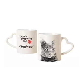 Chartreux - tasse avec un chat, une tasse adorable avec une anse en forme de cœur, un cadeau universel de la marque Art-Dog