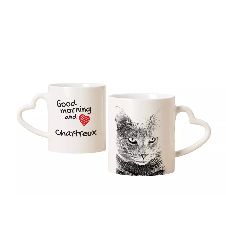 Chartreux Tasse mit Katze, entzückende Tasse mit herzförmigem Henkel, universelles Geschenk der Marke Art-Dog