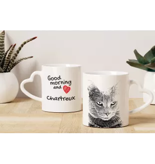 Chartreux Tasse mit Katze, entzückende Tasse mit herzförmigem Henkel, universelles Geschenk der Marke Art-Dog