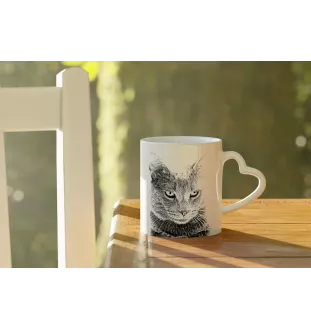 Chartreux - tasse avec un chat, une tasse adorable avec une anse en forme de cœur, un cadeau universel de la marque Art-Dog