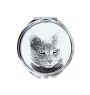 Chartreux - pocket mirror with a cat, personalized mirror for a purse, compact mirror with Art-Dog brand print