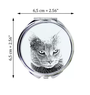 Chartreux - pocket mirror with a cat, personalized mirror for a purse, compact mirror with Art-Dog brand print