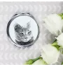 Chartreux - pocket mirror with a cat, personalized mirror for a purse, compact mirror with Art-Dog brand print