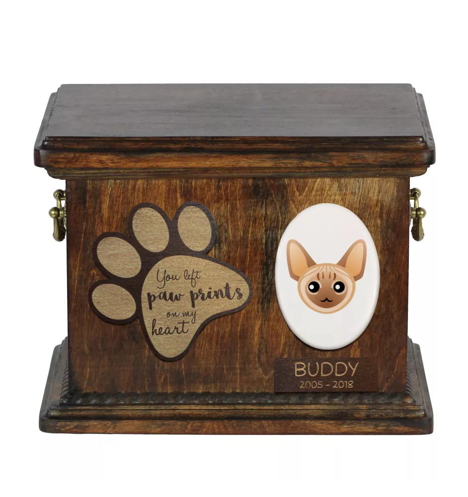 Devon Rex Katzenascheurne, personalisierte Urne mit Gravur, Erinnerungsbox für Katzenasche von der Marke Art-Dog