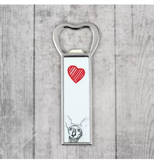 Cornish Rex - bottle opener with a cat, personalized fridge opener, unique gift for men by Art-Dog brand
