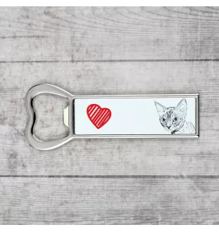 Devon Rex - bottle opener with a cat, personalized fridge opener, unique gift for men by Art-Dog brand