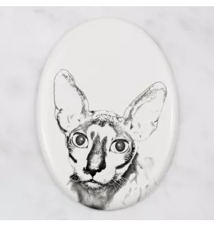 Cornish Rex - une plaque commémorative avec une photo de chat, une plaque funéraire avec une impression, une plaque ovale personnalisée de la marque Art-Dog