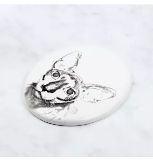 Cornish Rex - une plaque commémorative avec une photo de chat, une plaque funéraire avec une impression, une plaque ovale personnalisée de la marque Art-Dog