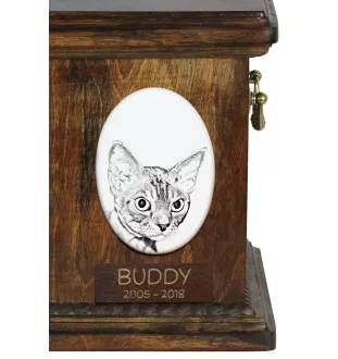 Devon Rex - commemorative plaque with a cat photo, tombstone with a print, personalized oval plaque from the Art-Dog brand