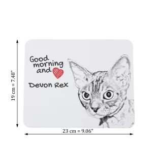 Devon Rex - tapis de souris imprimé, tapis de souris personnalisé avec un chat, un gadget unique pour un employé de bureau de la marque Art-Dog