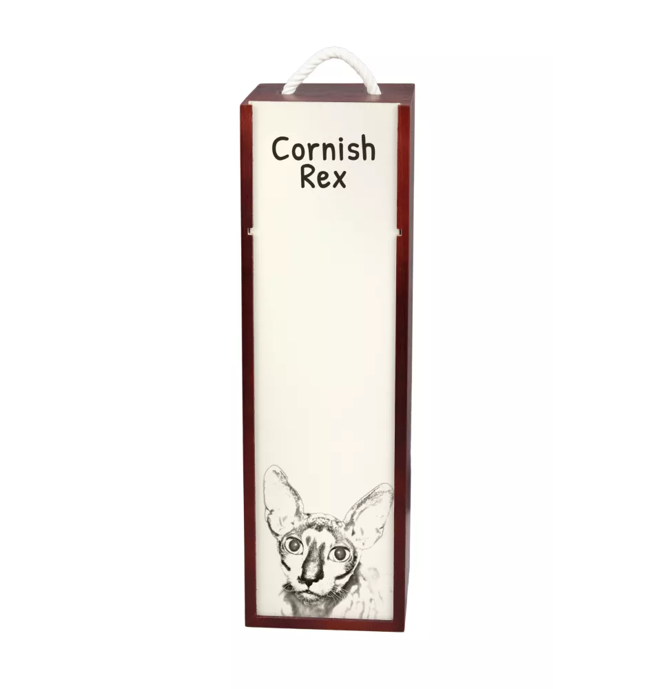 Cornisch Rex - Weinbox mit Katze, Alkoholbox mit Grafik, personalisierte Geschenkbox der Marke Art-Dog