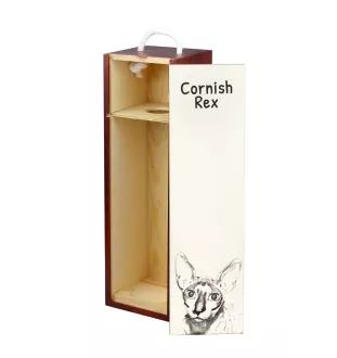 Cornish Rex - wine box with a cat, alcohol box with graphics, personalized gift box from the Art-Dog brand