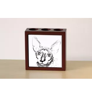 Cornish Rex - pen holder with a cat, desk organizer with a print, personalized desk decoration by Art-Dog brand