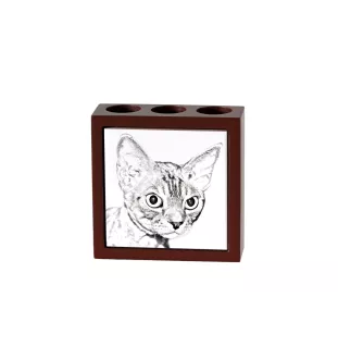 Devon Rex - porte-stylo avec un chat, organiseur de bureau avec impression, décoration de bureau personnalisée de la marque Art-Dog