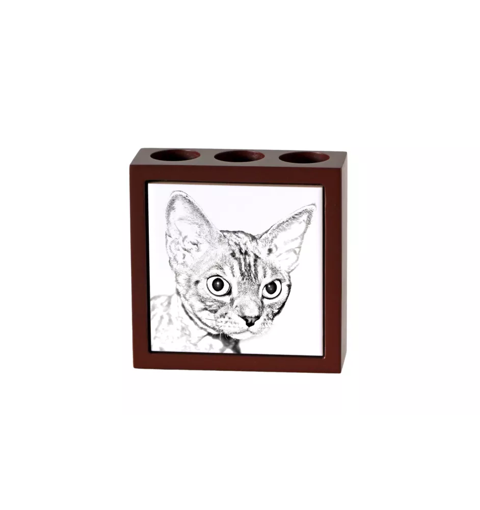 Devon Rex - porte-stylo avec un chat, organiseur de bureau avec impression, décoration de bureau personnalisée de la marque Art-Dog