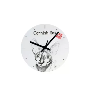 Cornish Rex - wall clock with a cat, shelf clock with a print, personalized home decoration from the Art-Dog brand