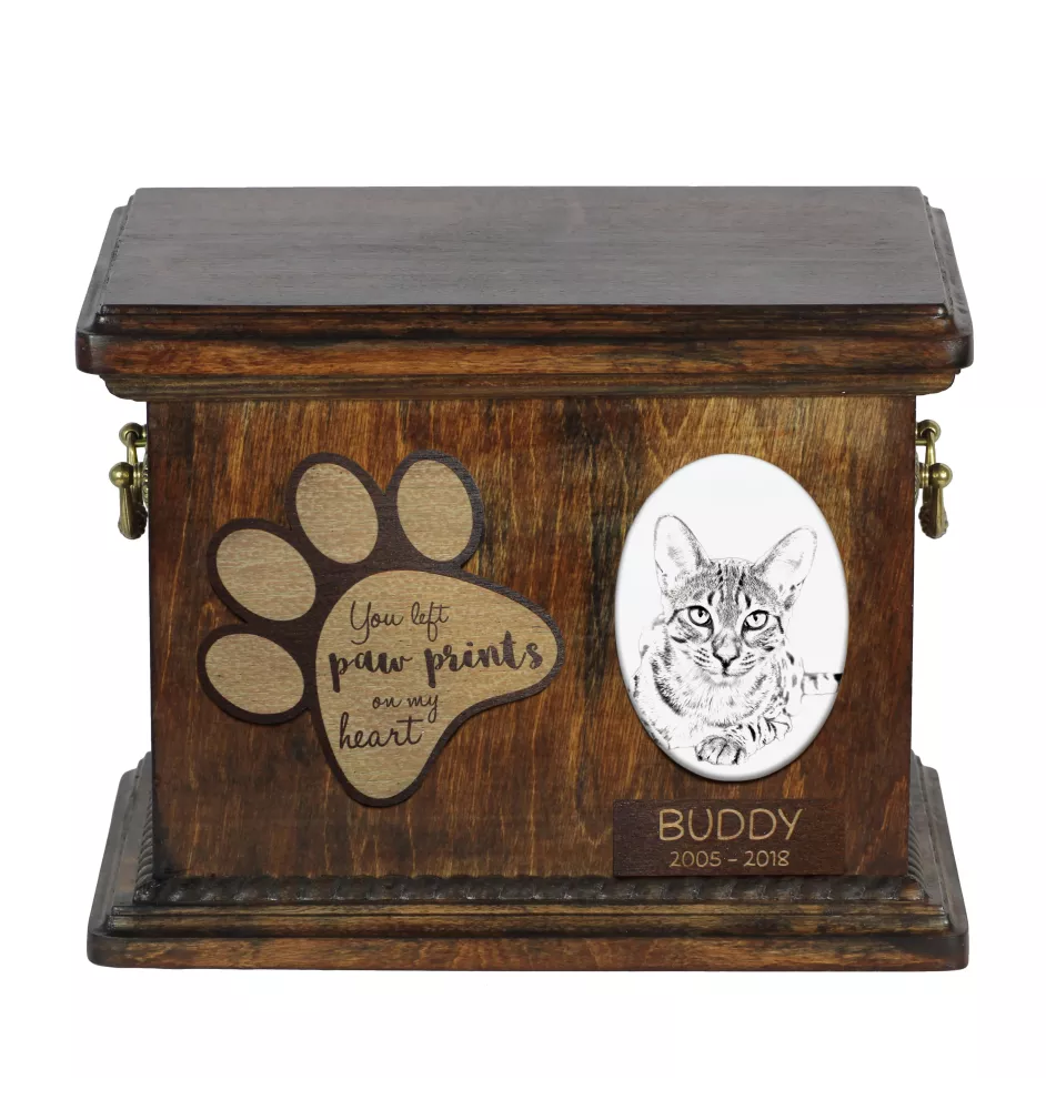 Chat Mau égyptien - urne pour les cendres de chat, urne pour chat avec photo, boîte personnalisée pour les cendres de chat de la marque Art-Dog