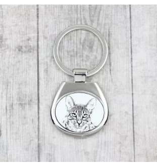 Egyptian Mau Cat - keychain with a cat, keychain with a print, personalized pendant from the Art-Dog brand