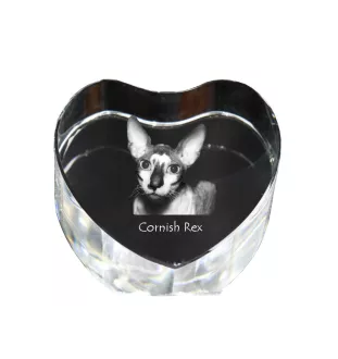 Cornish Rex - crystal clock with a picture of a cat, heart-shaped shelf clock, personalized standing clock by Art-Dog brand
