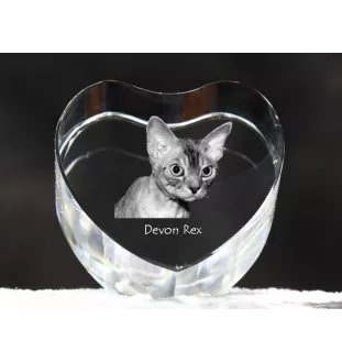 Devon Rex serce kryształowe z kotem Art-Dog