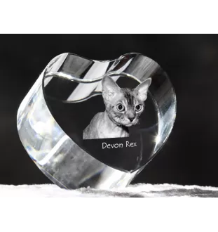 Devon Rex serce kryształowe z kotem Art-Dog