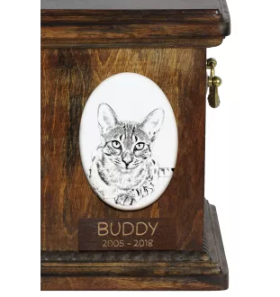 Egyptian Mau Cat - commemorative plaque with a cat photo, tombstone with a print, personalized oval plaque from the Art-Dog brand