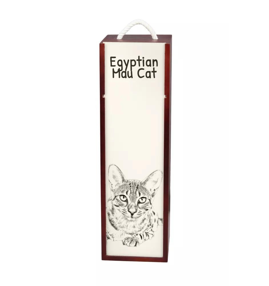 Ägyptische Mau Katze - Weinbox mit Katze, Alkoholbox mit Grafik, personalisierte Geschenkbox der Marke Art-Dog