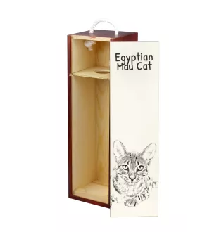 Chat Mau égyptien - boîte à vin avec un chat, boîte à alcool avec une illustration, boîte personnalisée pour cadeau de la marque Art-Dog