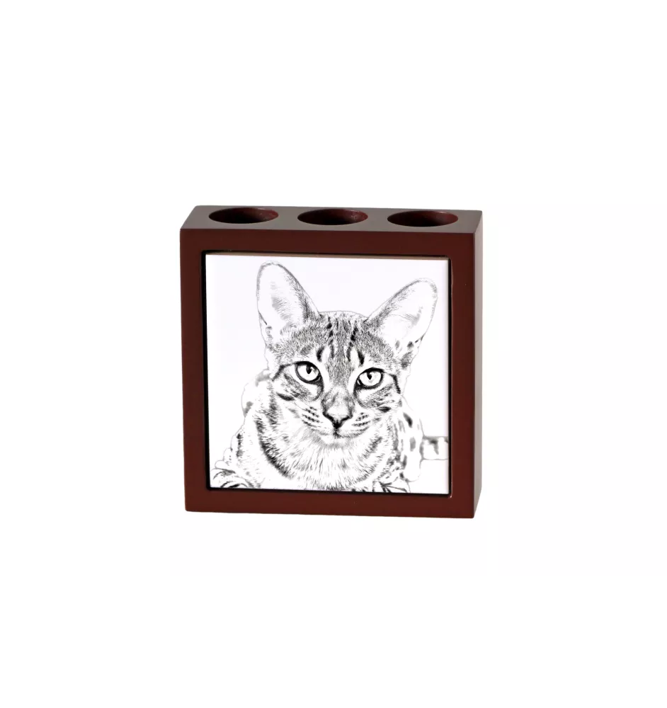 Chat Mau égyptien - porte-stylo avec un chat, organiseur de bureau avec impression, décoration de bureau personnalisée de la marque Art-Dog