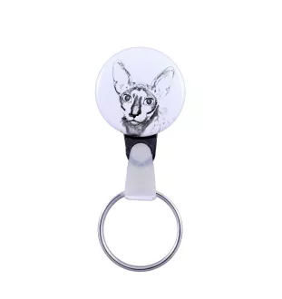 Cornish Rex - handmade keychain with a cat portrait, purse charm, product of the Art-Dog brand.