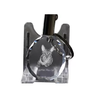 Chat Mau égyptien - Fob with cat photo, crystal key ring in gift box, unique gift by Art-Dog brand
