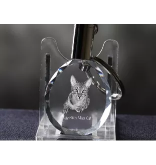 Egyptian Mau Cat - Fob with cat photo, crystal key ring in gift box, unique gift by Art-Dog brand
