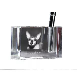 Cornisch Rex - Stifthalter, Kristallorganizer mit Katzenfoto, einzigartige Schreibtischdekoration der Marke Art-Dog