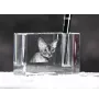 Devon Rex - Pen stand, crystal organiser with cat photo, unique desk decoration by Art-Dog brand