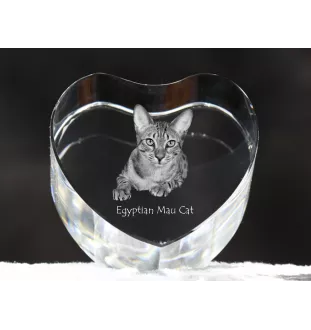 Egyptian Mau Cat - crystal clock with a picture of a cat, heart-shaped shelf clock, personalized standing clock by Art-Dog brand