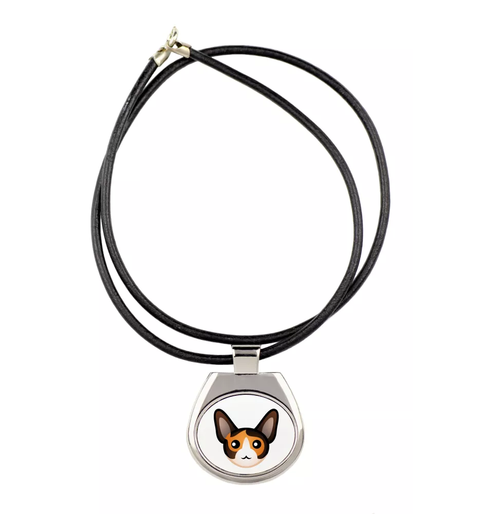Cornish Rex - collier pendentif avec une illustration sur une chaîne en cuir de la marque Art-Dog