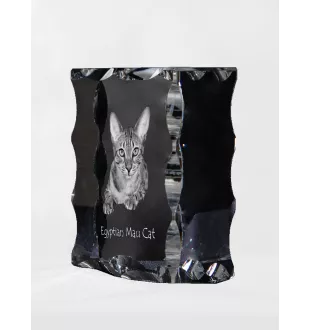 Egyptian Mau Cat - crystal with a cat picture, glass statuette with a picture, unique frame with a picture from Art-Dog brand